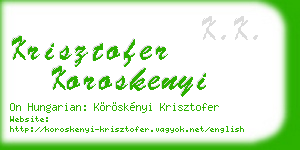 krisztofer koroskenyi business card