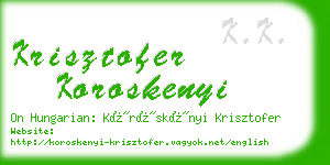 krisztofer koroskenyi business card